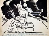 drawing of a woman sitting on a bench with a cigarette in her hand