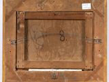 an old picture of a wooden frame with a drawing on it