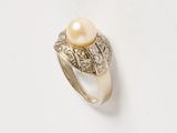 a pearl and diamond ring