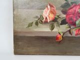 a painting of a rose on a window sill