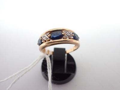 Bague en or, saphirs et petits diamants, poids 4,7g, TDD 55,5 - Photo 1