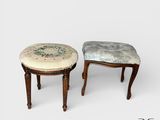 paire de tabourets avec assise rembourrée à motifs floraux
