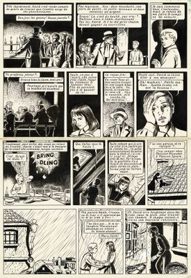 une bande dessinée en noir et blanc représentant un homme dans une pièce