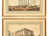 pair of 19th century watercolor paintings of roman ruins