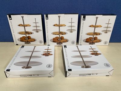 (x5) EXCELLENT HOUSEWARE - Présentoir rond en acier 3 niveau…