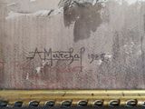 an image of a close up of a painting on a wooden table