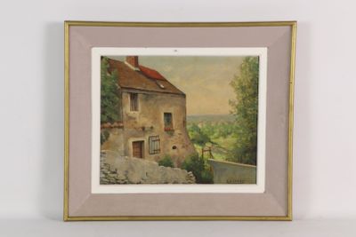 tableau représentant une maison avec une vallée en arrière-plan