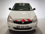 a white car with a red stripe on the front of it