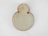 wooden snowman ornament on a white background