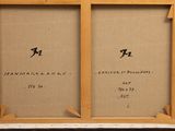 an image of two framed pictures with chinese characters on them