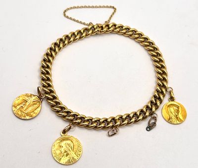 Magnifique bracelet en or jaune 18K 750ml à chaine gourmette retenant  - Photo 1