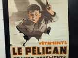 a poster on the door of a building that says le pelican