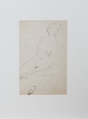 l'image d'un dessin d'une femme nue assise sur le sol