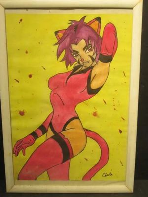 an image of a picture of a woman in a cat suit