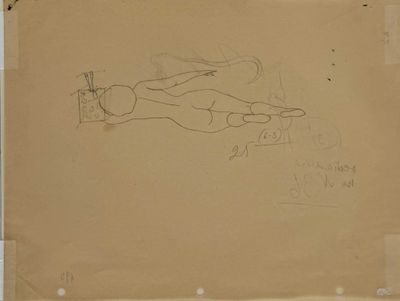 un dessin représentant une femme allongée sur un lit