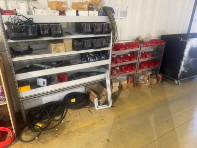 a room with a lot of different items on the shelves
