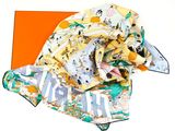a scarf with a picture of a dog on it