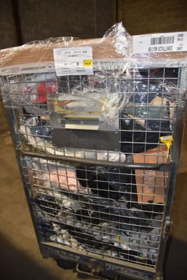 a cart with a bunch of electronics inside of it