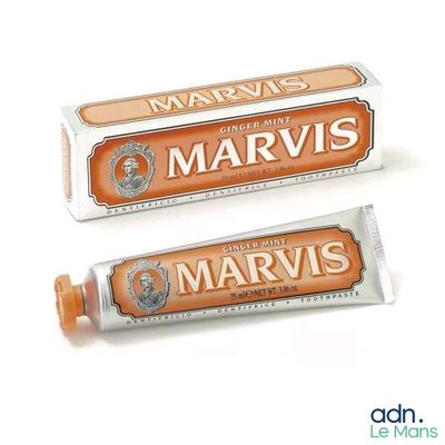 two tubes of marvis toothpaste on a white background