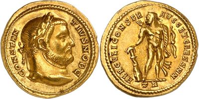 a gold coin with an image of a man on it