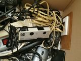 a cardboard box filled with electronics and wires