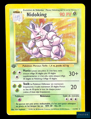 une photo d'une carte Pokémon sur laquelle figure un Nidoking