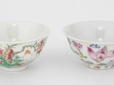 paire de bols en porcelaine chinoise ornés de motifs floraux sur fond blanc
