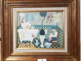 a picture of a painting of a woman in a bathtub