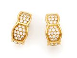 a pair of diamond and eighteen karat gold earrings