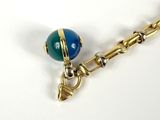 gold plated necklace with blue glass bead and gold plated chain