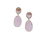 une paire de boucles d'oreilles en pierre rose sur fond blanc