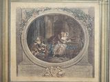 an old picture of a man and a woman in a doorway