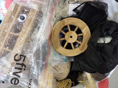 a bag full of items that are sitting on a table
