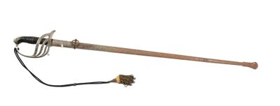 a picture of a sword with a wooden handle on a white background