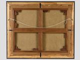 a picture of a wooden frame with a rope on it