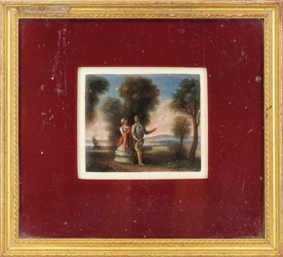 une image d'un tableau représentant un homme et une femme dans un cadre boisé