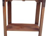 an image of a wooden table with a shelf underneath it