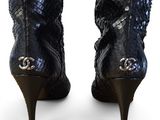 chanel black sequined leather boots with gold hardware