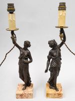 Paire de pieds de lampe en bronze à patine brune figurant de… (photo 5)