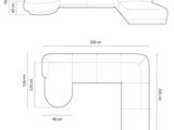 a drawing of a sectional couch with a corner and a recliner