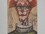 une image représentant un tableau d'un clown aux cheveux roux et portant des lunettes