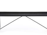 a black table with a metal frame on top of it