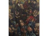 an image of a painting of a crowd of people with masks on