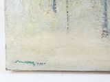 une peinture accrochée au mur d'un immeuble sur laquelle figure une horloge