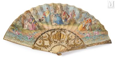 a fan with a painting on it on a white surface