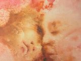 an image of a painting of a couple kissing each other