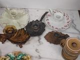 a marble table topped with different types of decorative objects