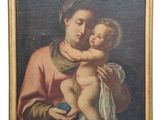 an old painting of a woman holding a child in her arms