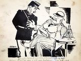 an old cartoon of a man in a military uniform smoking a cigarette next to a man in a top hat