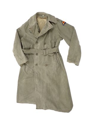 an image of a trench coat is shown on a white background